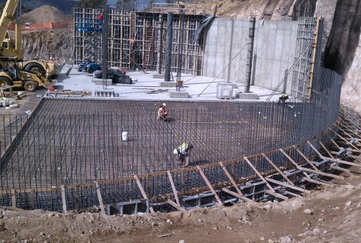 A construction crew is working on the Old North Reservoir Replacement Project.