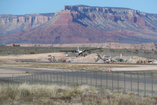 A plane on a runway at Grand Canyon West Airport.