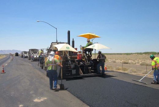 A group of workers are working on Yuma – Casa Grande Hwy (I-8).