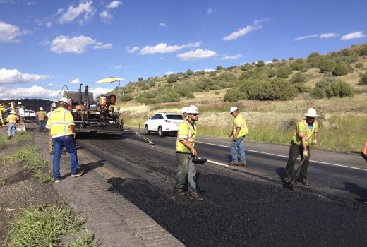 A group of construction workers working on Cordes Jct - Flagstaff Hwy (I-17).