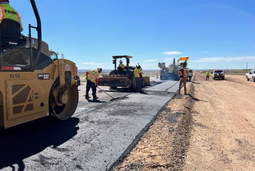 A group of workers are working on US 191 Chinle-Black Mountain Wash.